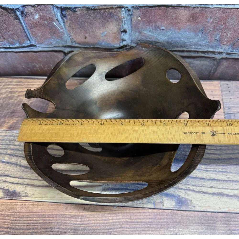 Vtg Artisan Hardwood Wood Carved‎ Fruit Bowl MCM Organic Freeflow Naturalism